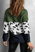 Turtleneck Splicing Chunky Knit Pullover Sweater
